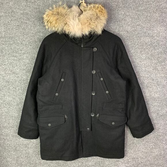 Rag‎ & Bone WOOL Coat Pocket Fur Hood XS Women's quilted - Picture 1 of 12